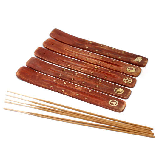 Suport pentru Bețișoare - Lemn de Mango cu Inserții din Alamă