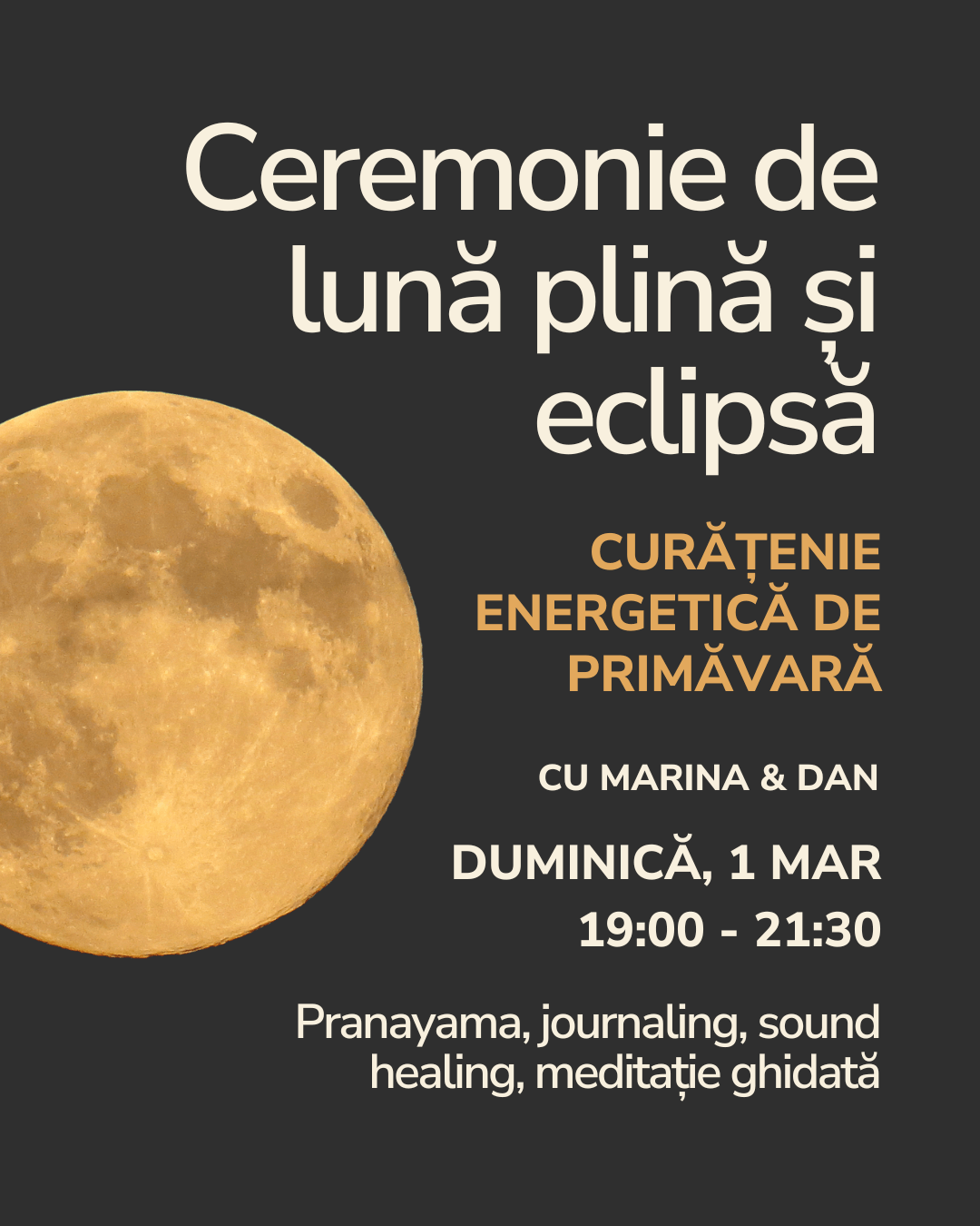 Ceremonie de luna plina si eclipsa – Curatenie Energetica de Primavara